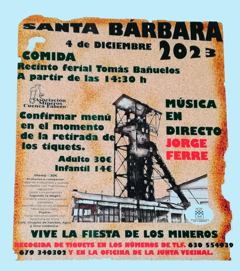 Comida de Santa Barbara en Fabero cartel