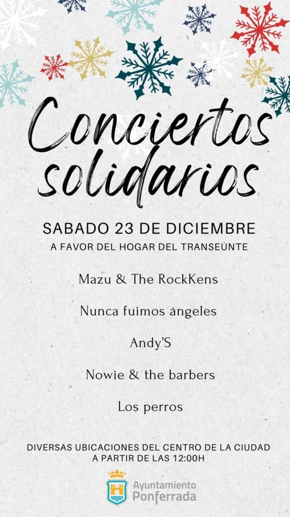 Conciertos Solidarios de artistas Bercianos esta Navidad en Ponferrada cartel
