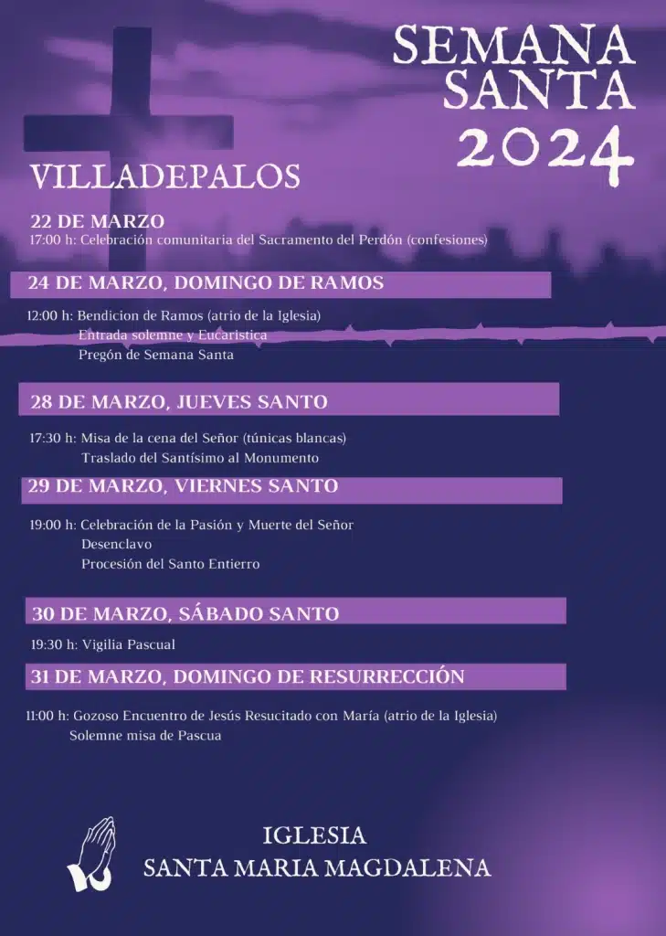 Programa de Semana Santa en Villadepalos 2024