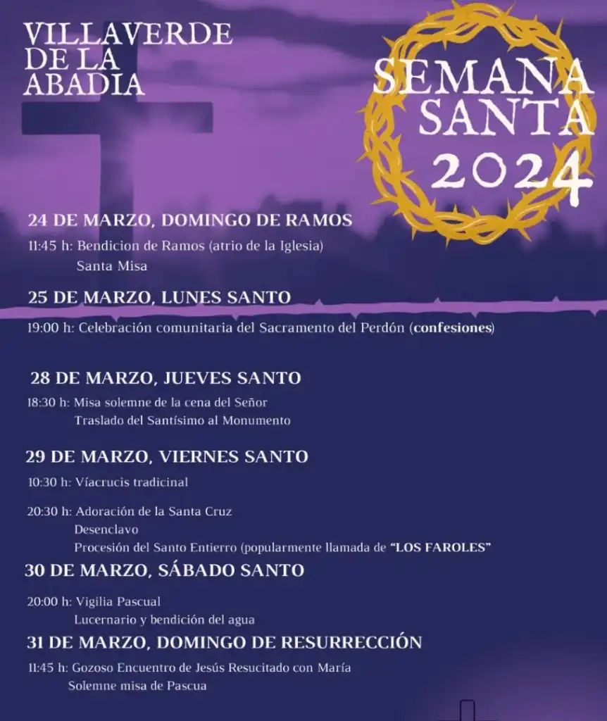 Programa de Semana Santa en Villaverde de la Abadía 2024