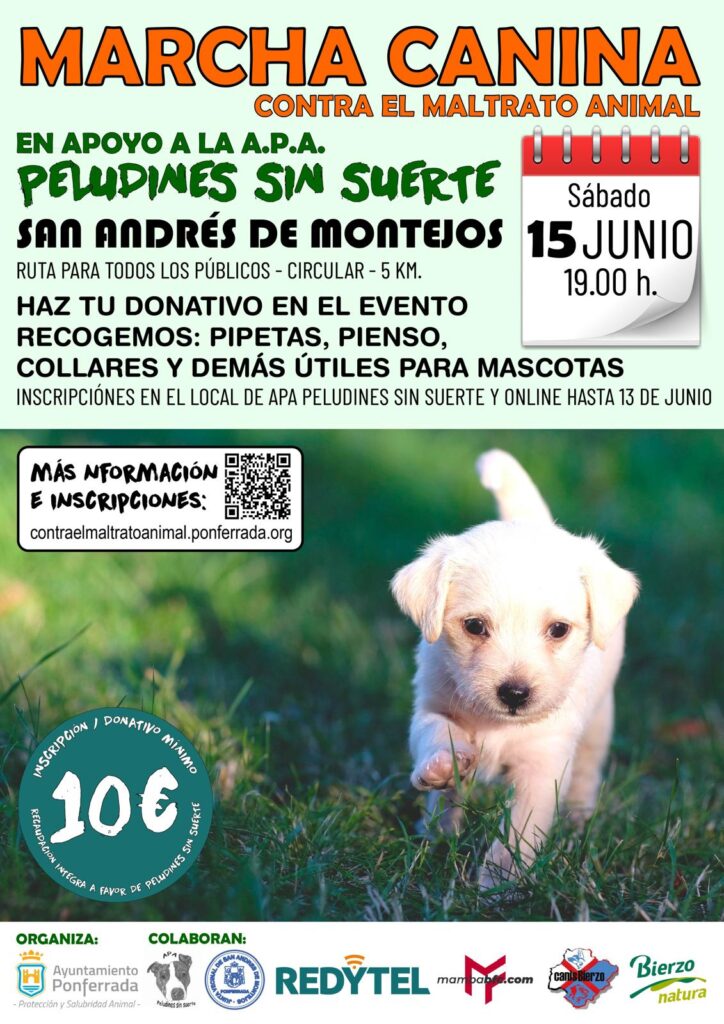 Marcha Canina Contra el Maltrato Animal en San Andrés de Montejos cartel