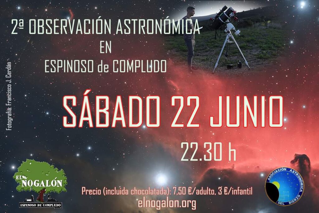 Asociación Astronómica del Bierzo organiza la 2ª Observación en Espinoso de Compludo cartel