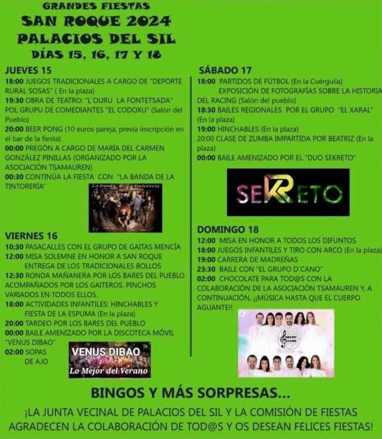 cartel fiestas de san roque en palacios del sil