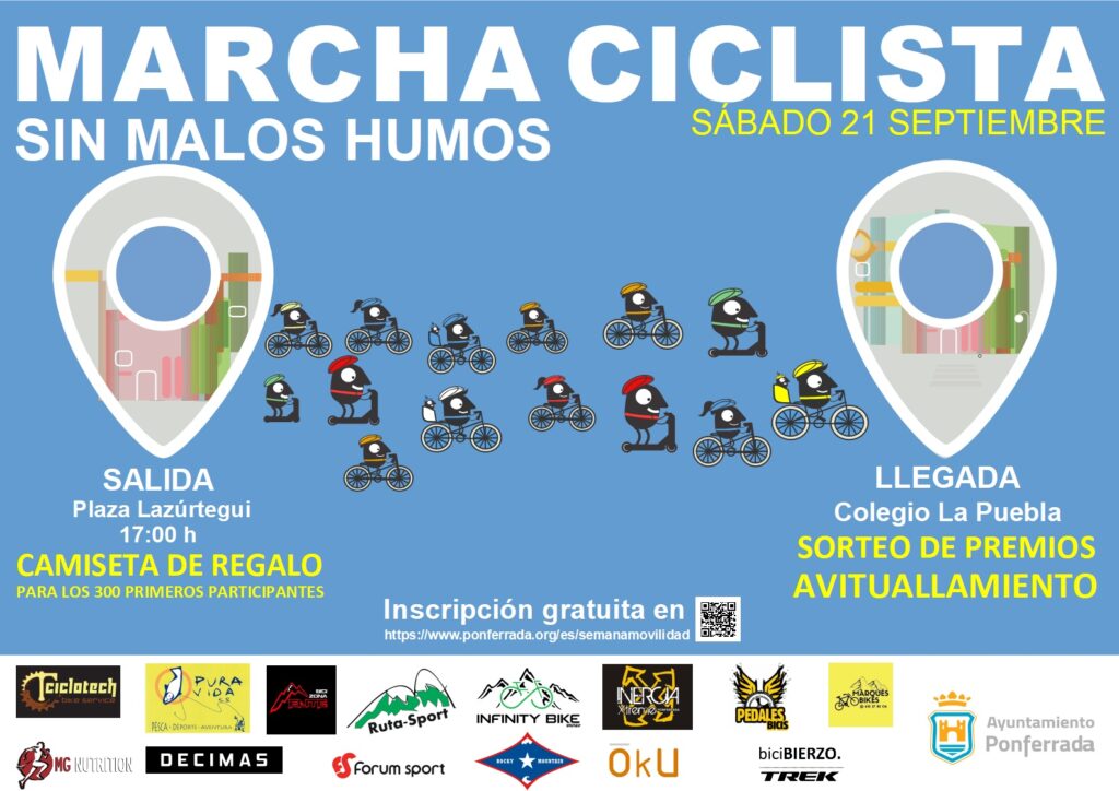 cartel Marcha Ciclista en Ponferrada Sin Malos Humos