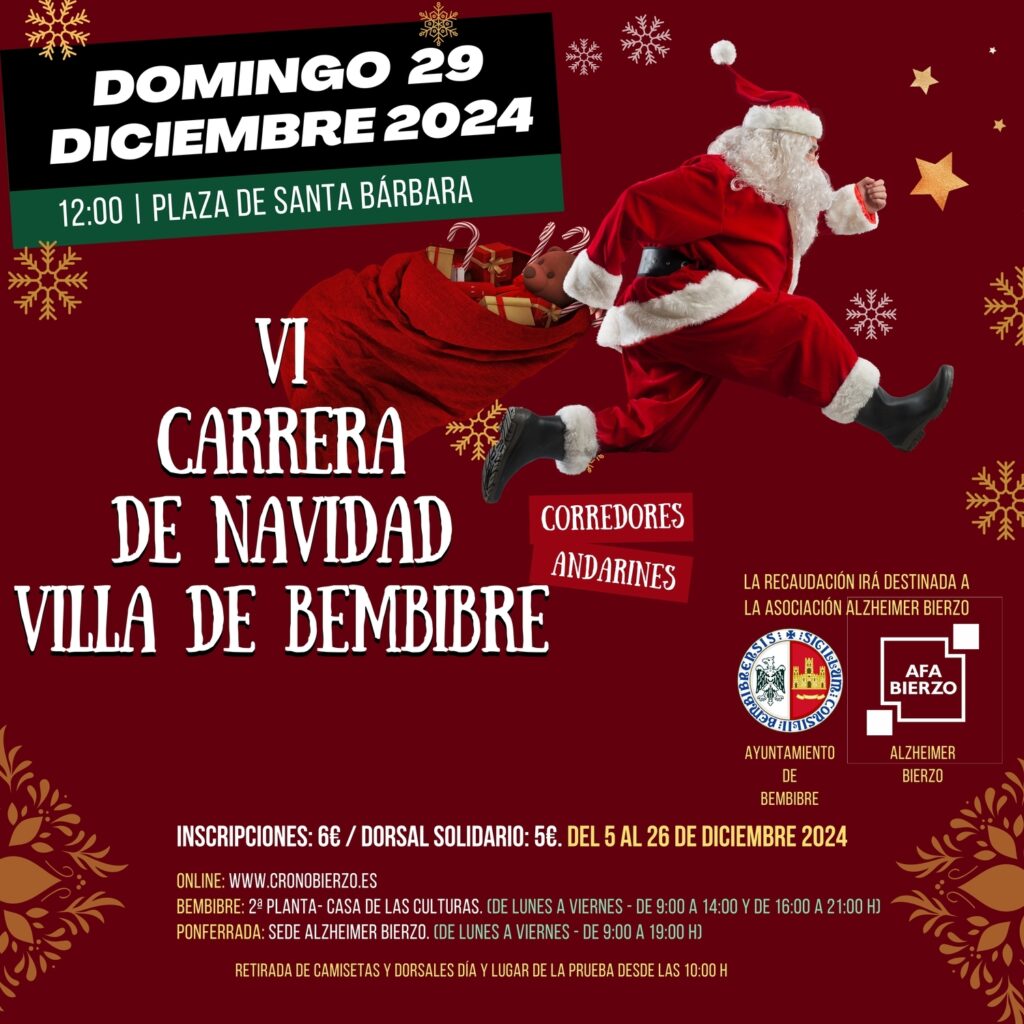 Cartel de la VI Carrera de Navidad Villa de Bembibre 2024