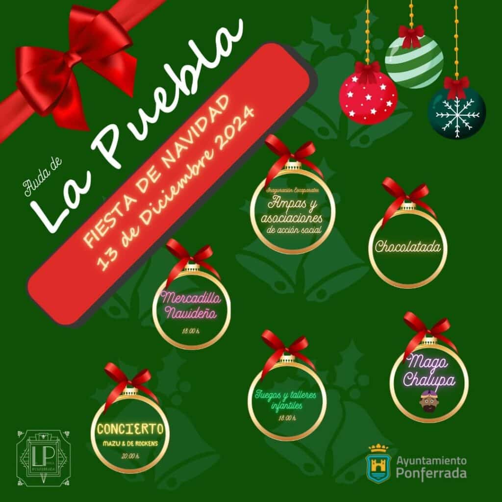 Fiesta de Navidad en la Avda. de La Puebla de Ponferrada