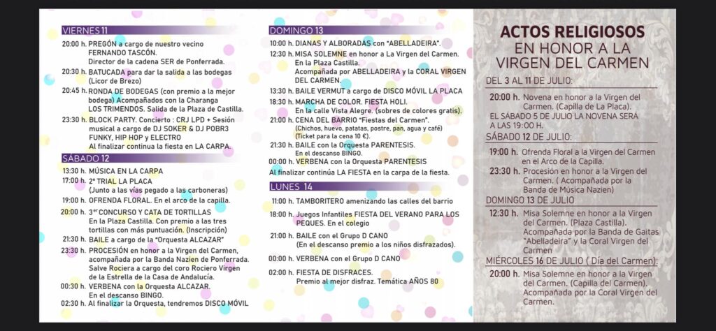 fiestas de la placa 2025
