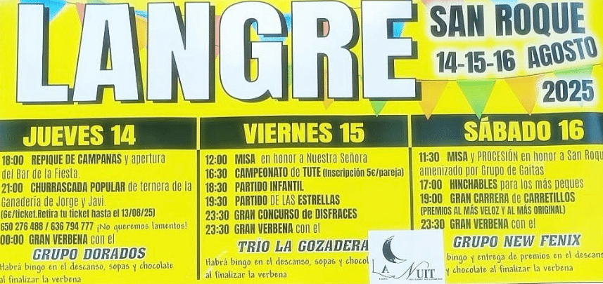 fiestas de san roque en langre 2025