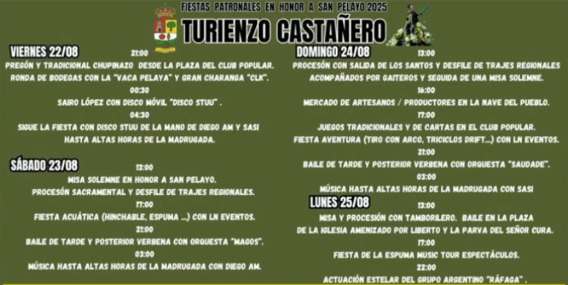 fiestas en turienzo de castañero 2025