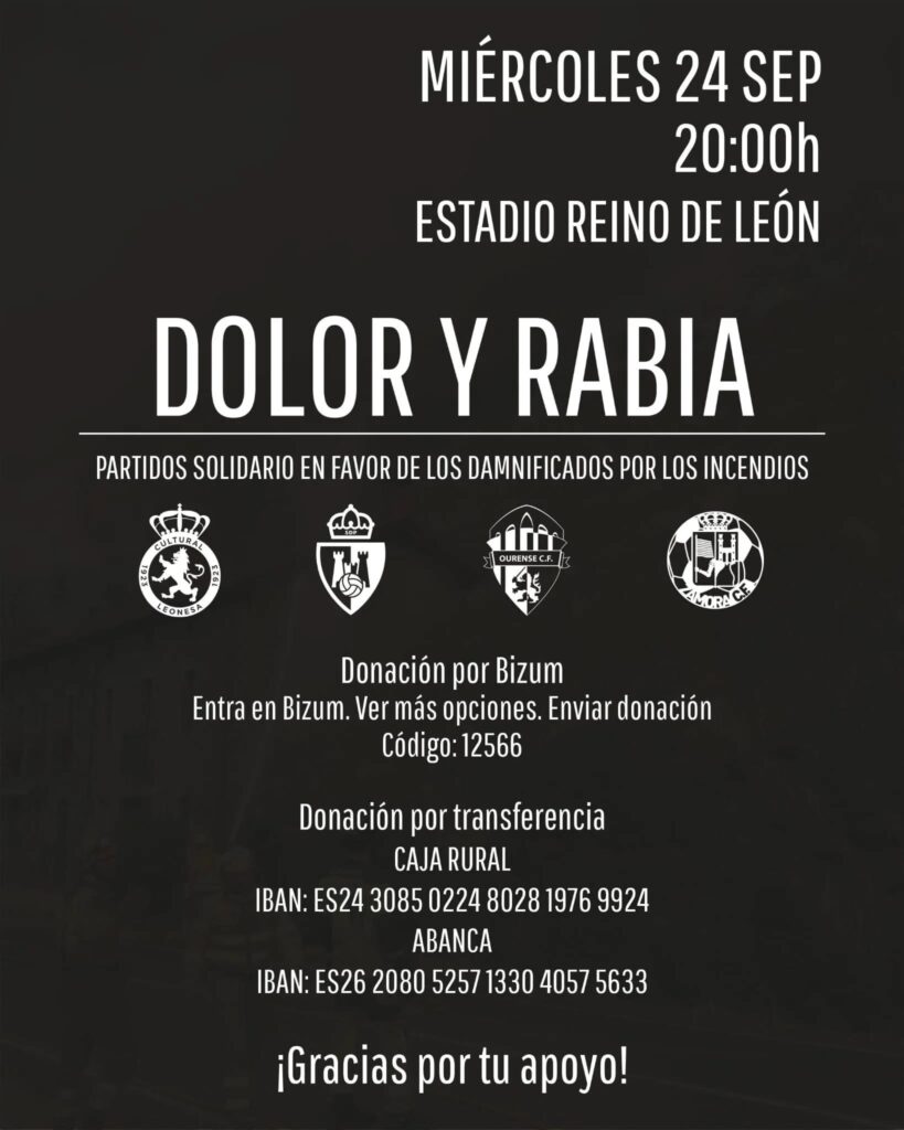 cartel Evento deportivo y solidario en el Reino de León para apoyar a los afectados por los incendios forestales