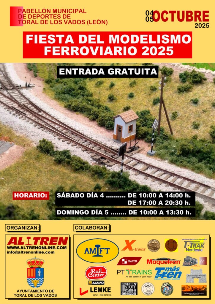 cartel FIESTA DEL MODELISMO FERROVIARIO 2025 EN TORAL DE LOS VADOS
