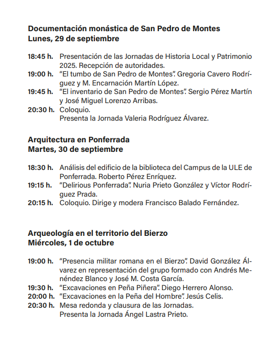 programa IX Jornadas de Historia Local y Patrimonio - 2025