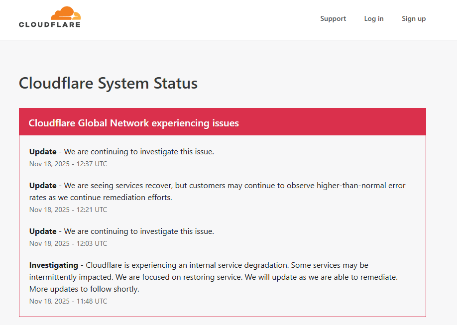 Actualizaciones cloudflare
