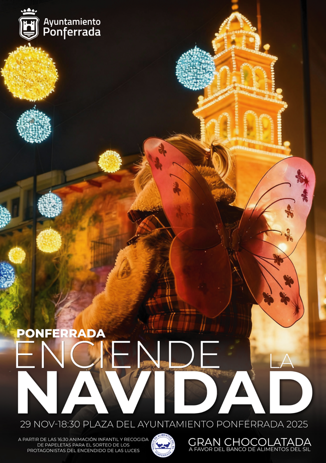 cartel encendido navidad en Ponferrada 2025