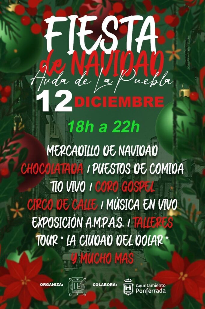 Fiesta de Navidad en la Avda. de La Puebla de Ponferrada 2025