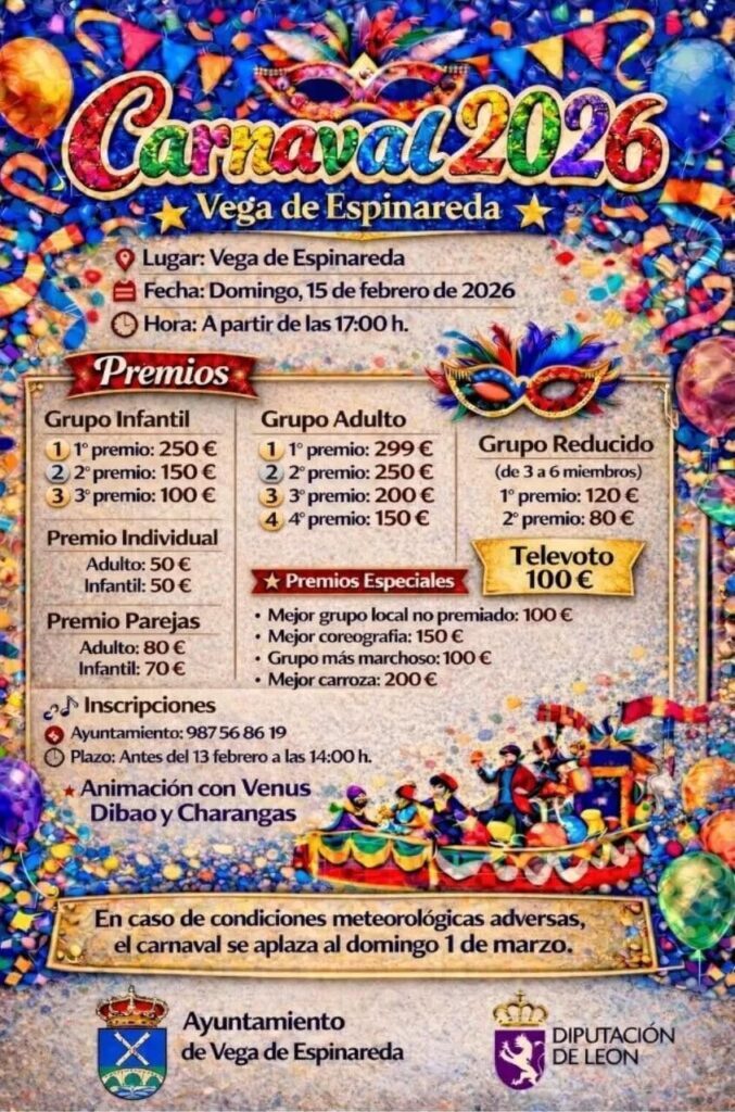 Programa Carnaval en Vega de Espinareda 2026