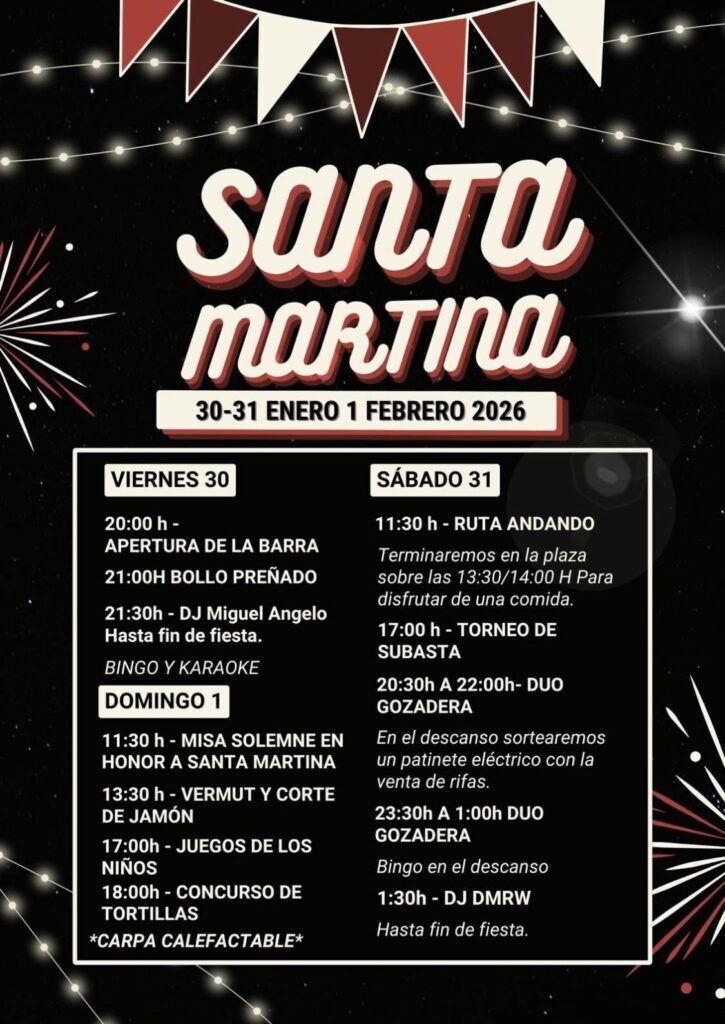 Programa fiestas de invierno de la martina 2026