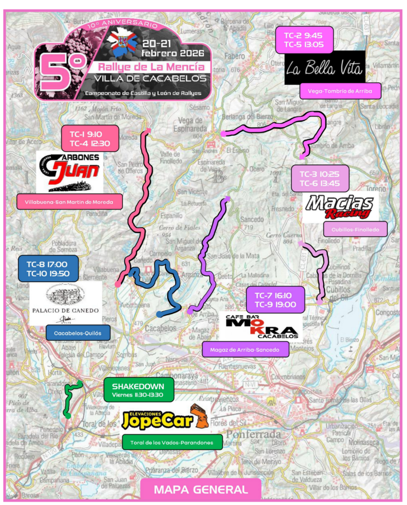mapa tramos rallye de la mencia 2026