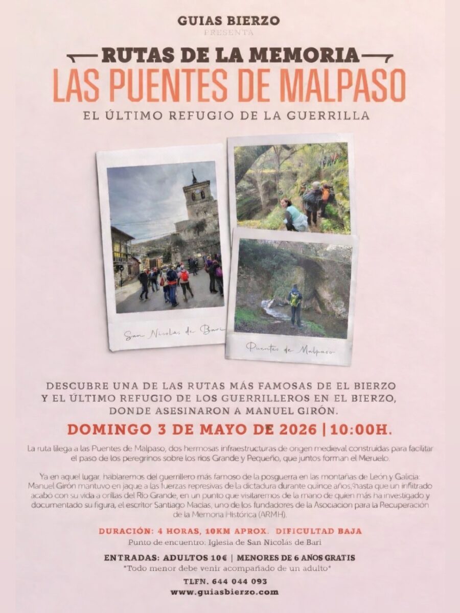 cartel guias bierzo con ruta las puentes de malpaso