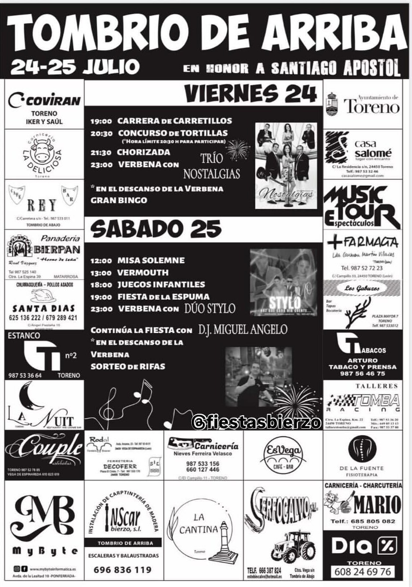 programa de fiestas de tombrio de arriba 2026