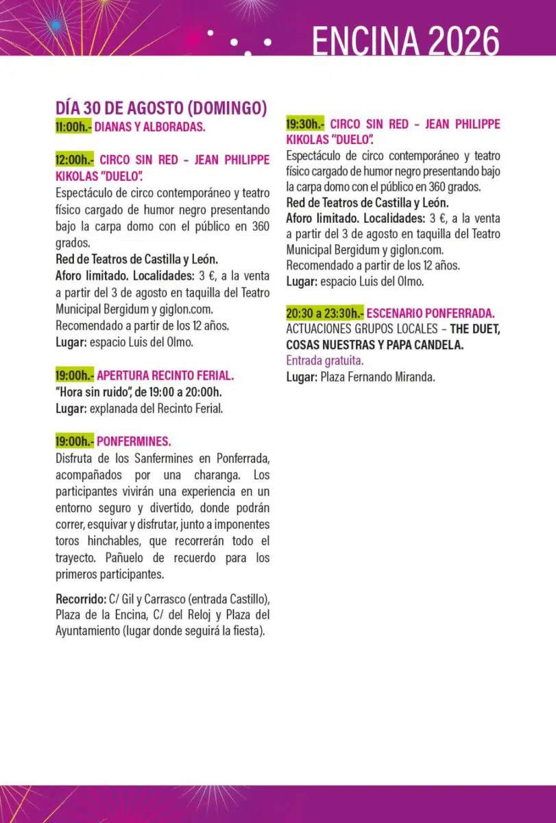 programa fiestas de la encina 2026 30 ago