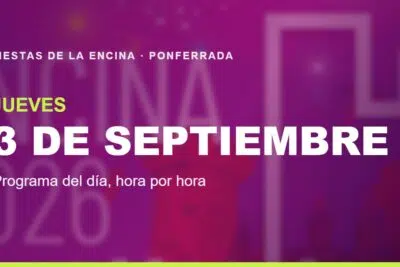 Portada del programa de las Fiestas de la Encina 2026 en Ponferrada para el jueves 3 de septiembre