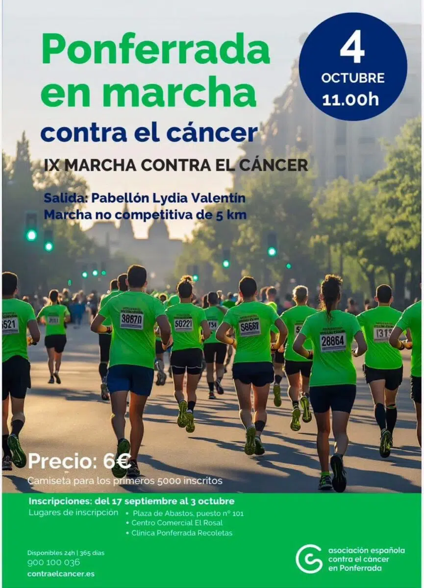 cartel marcha contra el cancer 2026 en ponferrada