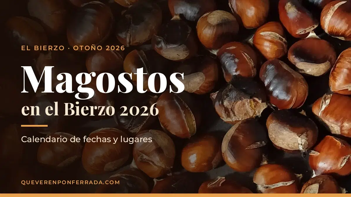 Castañas asadas en una sartén, portada de la guía de magostos en el Bierzo 2026