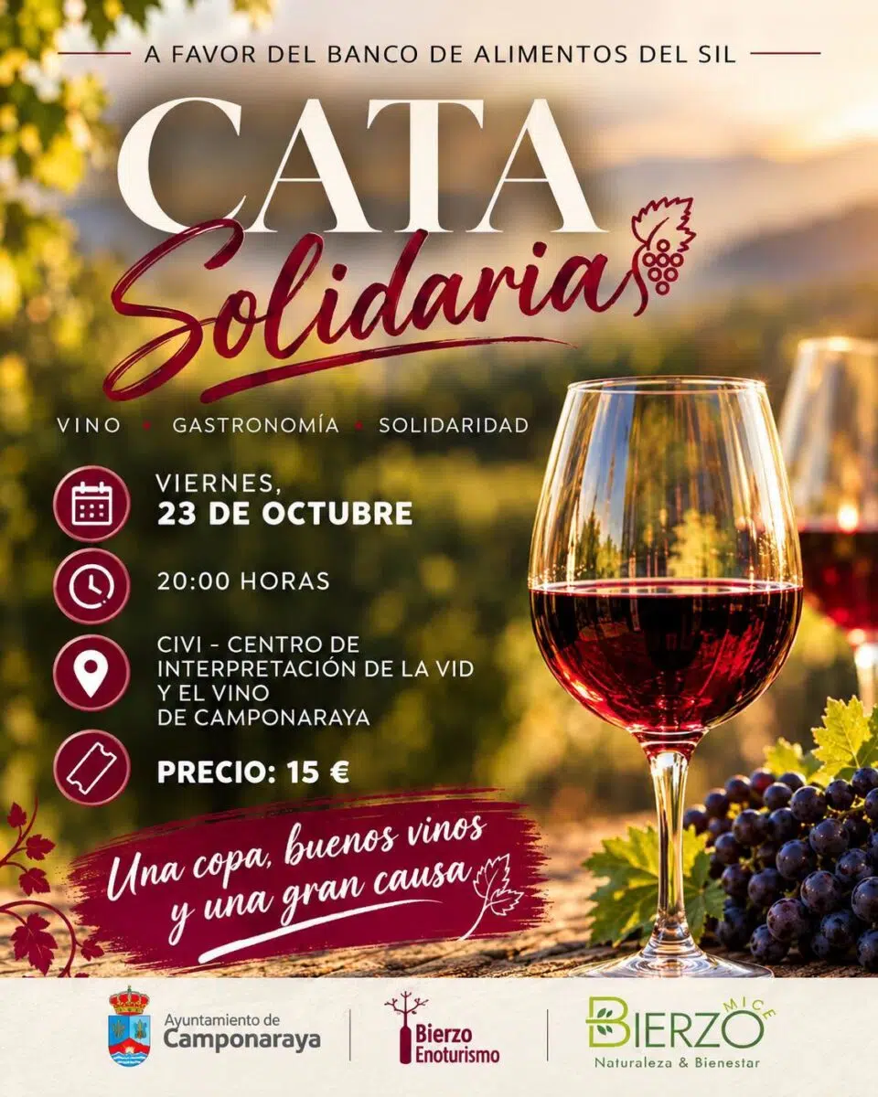 Cartel de la cata solidaria del CIVI de Camponaraya, 23 de octubre de 2026, a favor del Banco de Alimentos del Sil