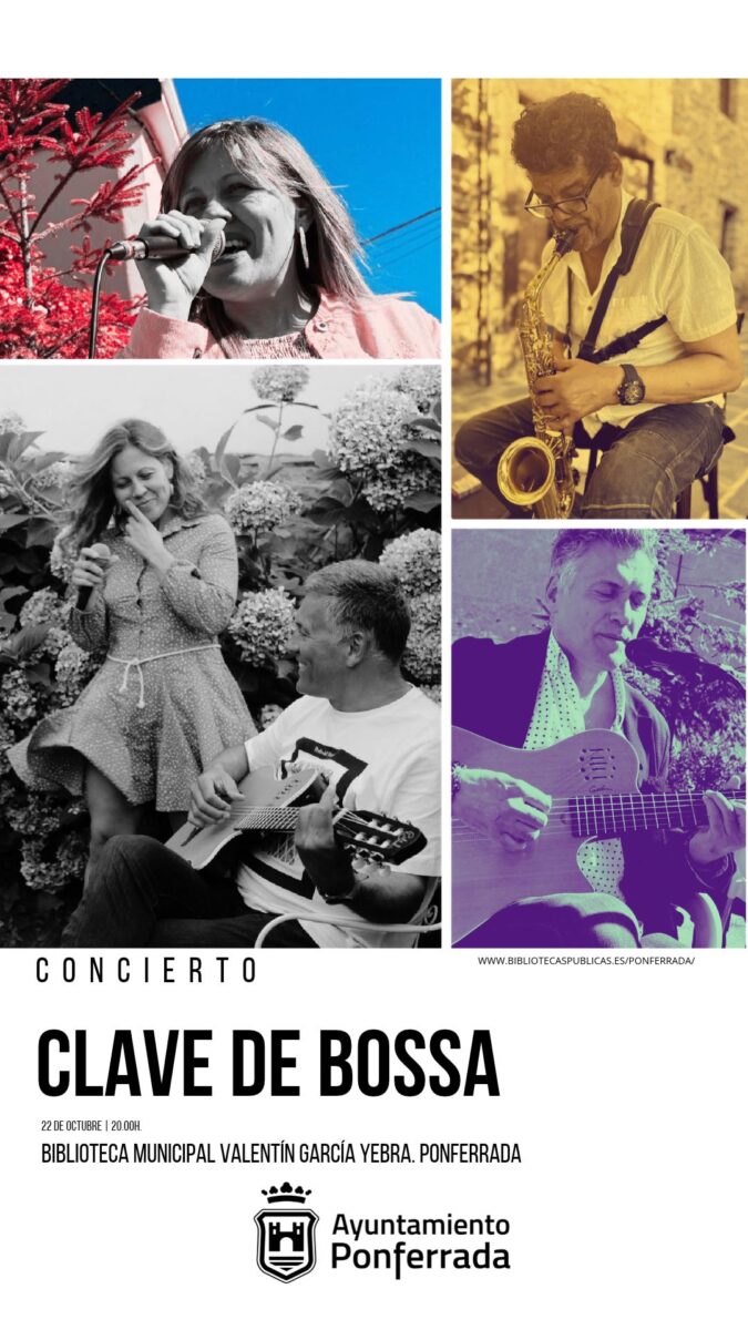 Cartel del concierto de Clave de Bossa en la Biblioteca Municipal Valentín García Yebra