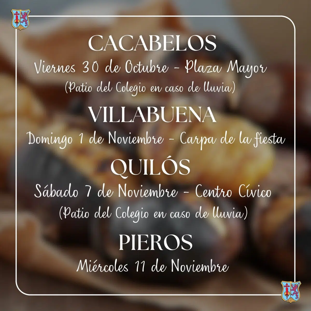 Calendario de magostos en Cacabelos, Villabuena, Quilós y Pieros 2026