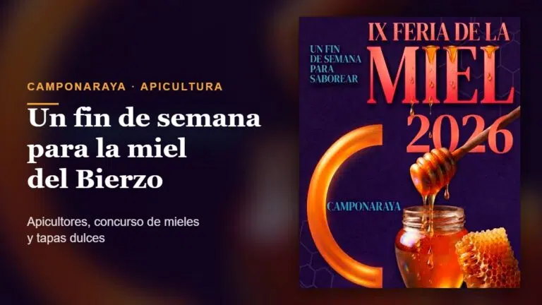 Tarro de miel con cazo y panal, imagen de la IX Feria de la Miel de Camponaraya